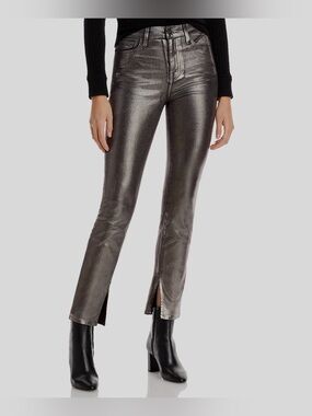 Jonathan Simkhai Silver Foil Rae High Rise Ankle Skinny Metallic Jeans Size 27